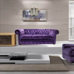 Chesterfield 3 Seater Sofa Modena Amethyst Purple Fabric In Classic Style - thumbnail 4
