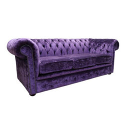 Chesterfield 3 Seater Sofa Modena Amethyst Purple Fabric In Classic Style - thumbnail 2