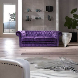 Chesterfield 3 Seater Sofa Modena Amethyst Purple Fabric In Classic Style - thumbnail 3