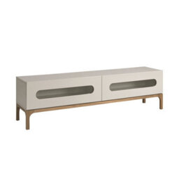 Angel Cerda Stylish Grey And Walnut Wood Tv Stand With Led Lighting