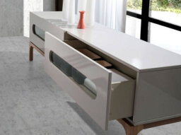 Angel Cerda Stylish Grey And Walnut Wood Tv Stand With Led Lighting - thumbnail 4