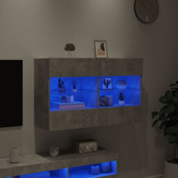 Berkfield Durable Tv Wall Cabinet With Led Lights Concrete Grey 98.5X30X60.5 Cm - thumbnail 4