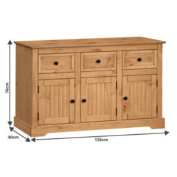 Mercers Furniture Country Antique 3 Door Sideboard Solid Wood Pine Wooden Dresser Cupboard - thumbnail 4