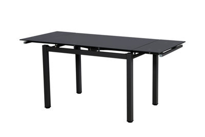Modernique Black Tempered Glass Extending Dining Table Extends 110 To 170 Cm - image 1
