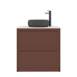 Royal Bathrooms Royal Bathroom Elmore 800mm Terracotta Clay Freestanding Bathroom Vanity Unit 2 Drawer Plain White Worktop With Milan Black Basin - thumbnail 7