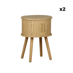 Sweeek - Pair Of Bedside Tables With Sliding Doors Natural 40X34X54.8 Cm - Legacy - thumbnail 8