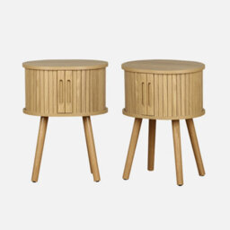 Sweeek - Pair Of Bedside Tables With Sliding Doors Legacy Natural 40X34X54.8 Cm