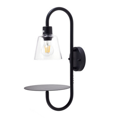 Darphe Bedside Wall Lamp With Glass Lampshade And Tray,multipurpose Wall Lamp - image 1
