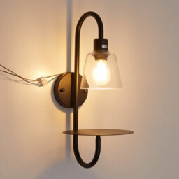 Darphe Bedside Wall Lamp With Glass Lampshade And Tray,multipurpose Wall Lamp - thumbnail 2