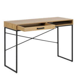Wyld Haus El Paso Office Desk - 1 Drawer, Wild Oak Effect & Black Metal Base - thumbnail 5