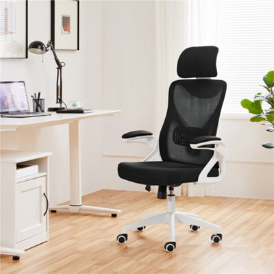 Yaheetech High Back Mesh Office Chair With Headrest And Armrest - White/black - image 1
