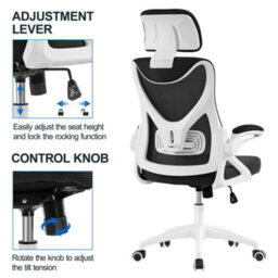Yaheetech High Back Mesh Office Chair With Headrest And Armrest - White/black - thumbnail 8