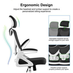Yaheetech High Back Mesh Office Chair With Headrest And Armrest - White/black - thumbnail 6