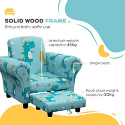 Aiyaplay Kids Sofa Set Toddler Armchair With Footrest, Children Chair, Blue - thumbnail 5