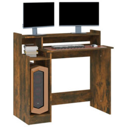 Berkfield Desk With Led Lights Smoked Oak 97X45X90 Cm Engineered Wood - thumbnail 7