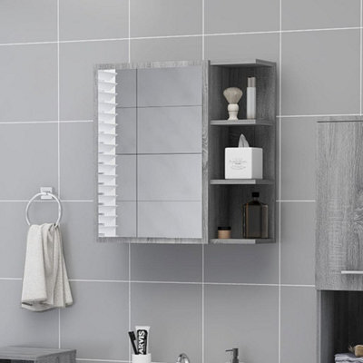 Walplus Bathroom Mirror Cabinet Grey Sonoma 62.5X20.5X64 Cm Engineered Wood - image 1