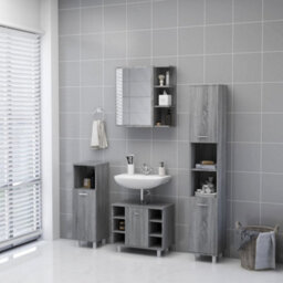 Walplus Bathroom Mirror Cabinet Grey Sonoma 62.5X20.5X64 Cm Engineered Wood - thumbnail 4