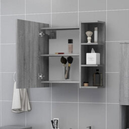 Walplus Bathroom Mirror Cabinet Grey Sonoma 62.5X20.5X64 Cm Engineered Wood - thumbnail 3