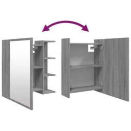 Walplus Bathroom Mirror Cabinet Grey Sonoma 62.5X20.5X64 Cm Engineered Wood - thumbnail 9