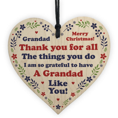 Red Ocean Grandad Thank You Christmas Gifts For Grandparents Wood Tree Decoration Bauble - image 1