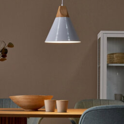 Beliani 1-Light Pendant White Aluminium Cone With Natural Oak Peak, W25 X H132Cm - thumbnail 2
