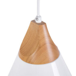 Beliani 1-Light Pendant White Aluminium Cone With Natural Oak Peak, W25 X H132Cm - thumbnail 4