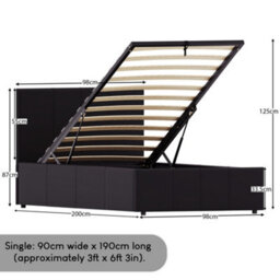 Lassic Vida Designs Lisbon Black Ukfr 3Ft Single Ottoman Faux Leather Bed Frame - thumbnail 2