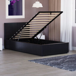Lassic Vida Designs Lisbon Black Ukfr 3Ft Single Ottoman Faux Leather Bed Frame - thumbnail 1