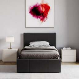 Lassic Vida Designs Lisbon Black Ukfr 3Ft Single Ottoman Faux Leather Bed Frame - thumbnail 4