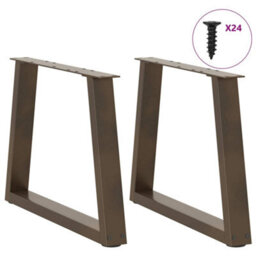 Berkfield Coffee Table Legs V-Shape 2 Pcs Natural Steel 60X(42-43.3) Cm Steel - thumbnail 3