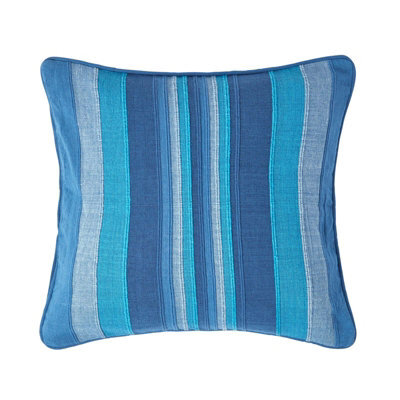 Homescapes Cotton Striped Blue Cushion Cover Morocco , 60 X 60 Cm - image 1