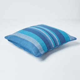 Homescapes Cotton Striped Blue Cushion Cover Morocco , 60 X 60 Cm - thumbnail 3