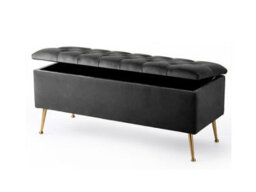 137Cm Amara Chesterfield Ottoman Storage Bench - Plush Velvet Shoes Bench - Steel Grey Upholstery Footstool Storage With Legs - thumbnail 2