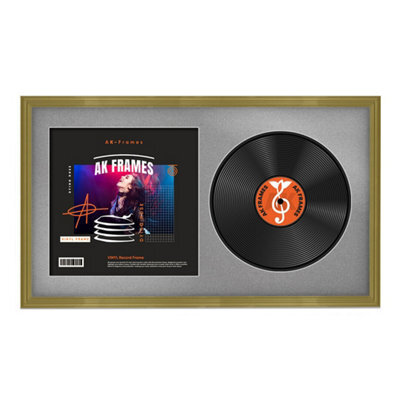 "30X17"" Gold Classic Vinyl Record Frame With Silver Mount For 12 Inch Lp Album Cover & Disc - Ak Frames" - image 1