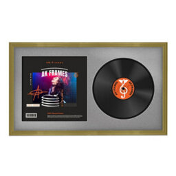 "30X17"" Gold Classic Vinyl Record Frame With Silver Mount For 12 Inch Lp Album Cover & Disc - Ak Frames" - thumbnail 1