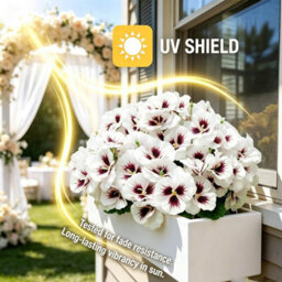 Realistic White Artificial Pansy 30 Bundles, Uv Sun Proof Fake Flowers For Outdoor Planter,porch,patio, Balcony & Home Yard Decor - thumbnail 3