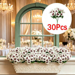 Realistic White Artificial Pansy 30 Bundles, Uv Sun Proof Fake Flowers For Outdoor Planter,porch,patio, Balcony & Home Yard Decor - thumbnail 1