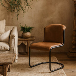 Wyld Haus Germain Arched Tan Faux Leather Dining Chair With Black Cantilever Frame - thumbnail 2