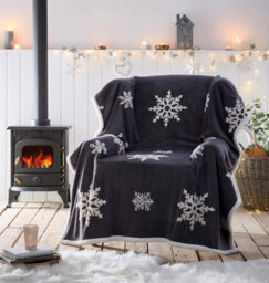 Portfolio Home Snowflake Sherpa Fleece Throw 130X170Cm  Grey