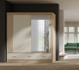 Arte Canada Mirrored Sliding Door Wardrobe 200Cm Cashmere - thumbnail 1