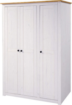 Seconique Panama 3 Door Wardrobe In White And Natural Wax Finish - image 1
