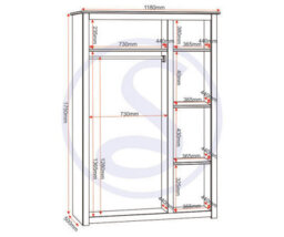 Seconique Panama 3 Door Wardrobe In White And Natural Wax Finish - thumbnail 4