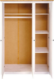 Seconique Panama 3 Door Wardrobe In White And Natural Wax Finish - thumbnail 3