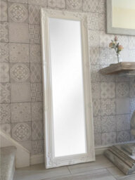 Downton Interiors Antique Style Plain White Tall Ornate Dressing Wall Mirror With Bevelled Glass 142Cm - thumbnail 3