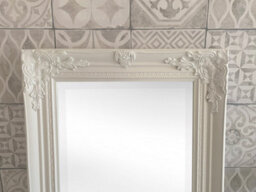 Downton Interiors Antique Style Plain White Tall Ornate Dressing Wall Mirror With Bevelled Glass 142Cm - thumbnail 4