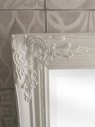 Downton Interiors Antique Style Plain White Tall Ornate Dressing Wall Mirror With Bevelled Glass 142Cm - thumbnail 5