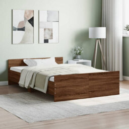 Berkfield Bed Frame With Headboard And Footboard Brown Oak 120X190 Cm