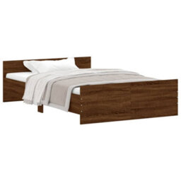 Berkfield Bed Frame With Headboard And Footboard Brown Oak 120X190 Cm - thumbnail 2