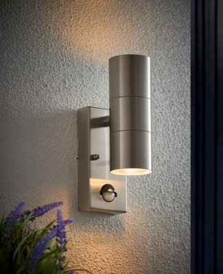 Anson Lighting Tube Stainless Steel Outdoor Pir 2 Light Wall Light - image 1