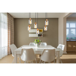 Luminosa Lighting Luminosa Aleidis Cluster Pendant Ceiling Light Matt Black Smoke Glass Shade 6X E27 - thumbnail 4